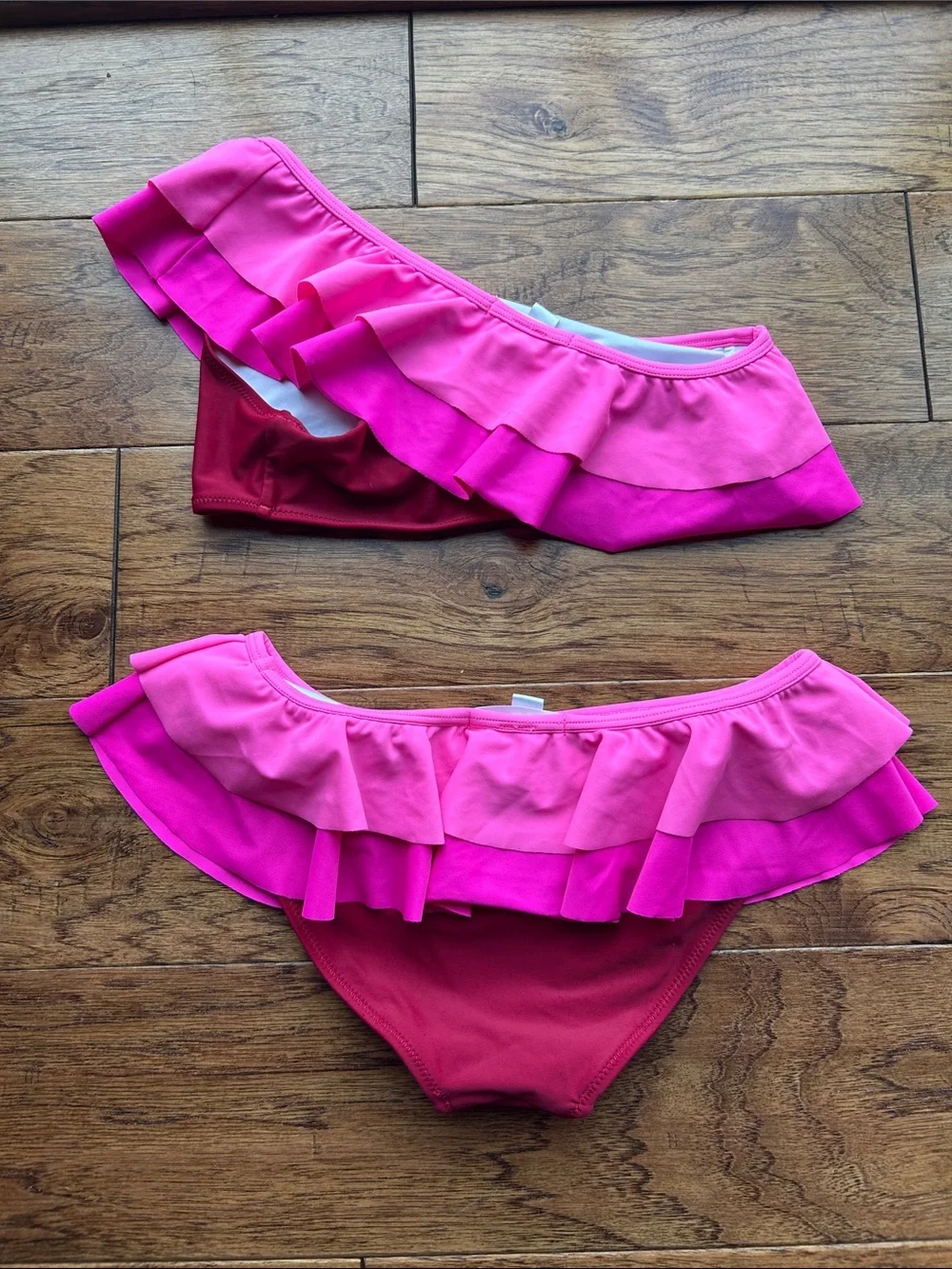 Stella Cove Two-Piece Ruffle Bikini in Hot Pink and Fuchsia